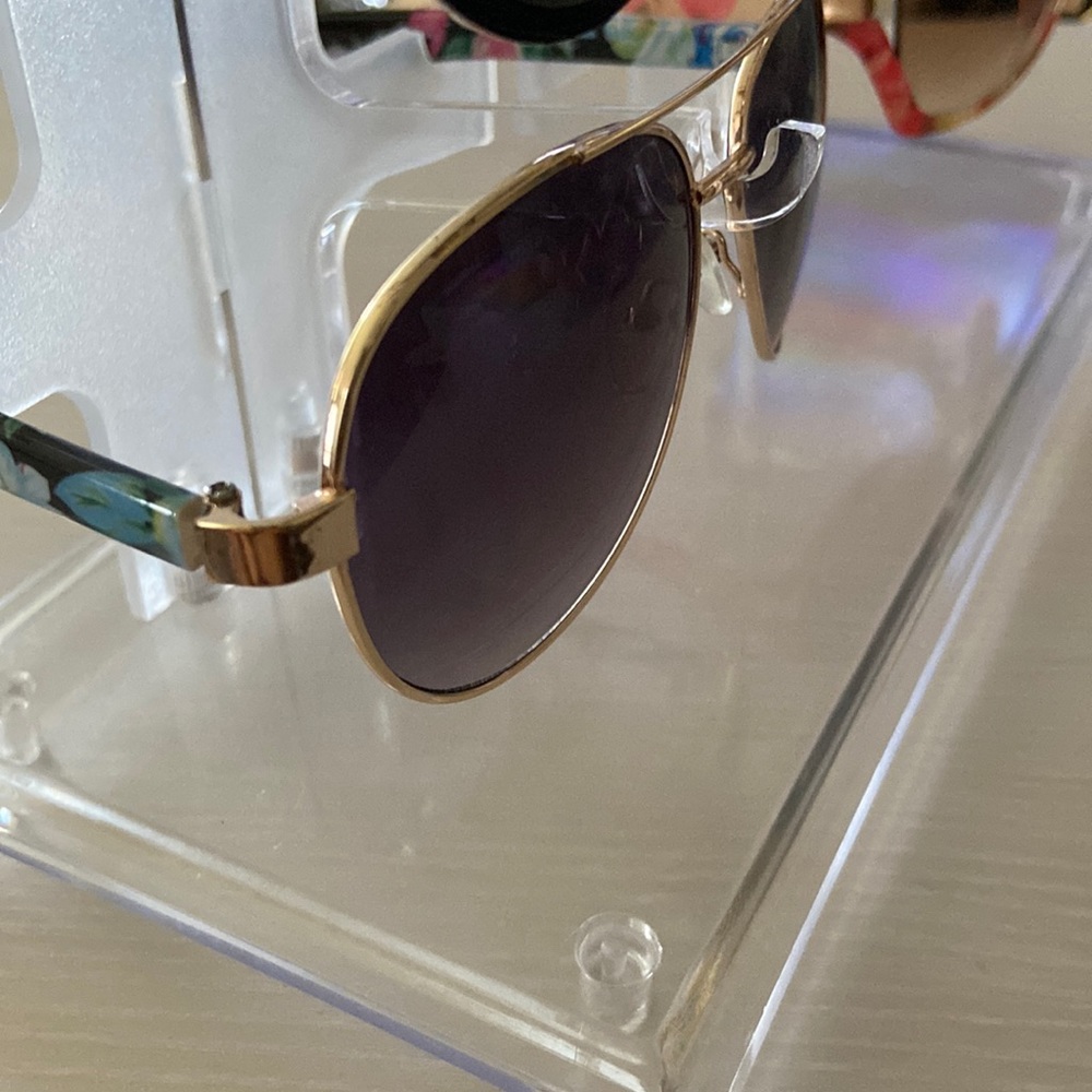 Blue Floral Aviator Sunglasses